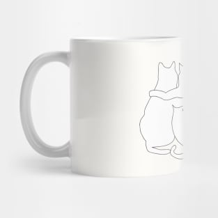 3 Cats Together Line Art Mug